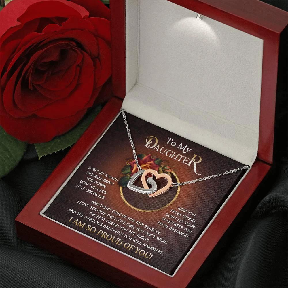To My Daughter I Love You For The Little Girl You Once Were The Precious Daughter You Will Always Be Interlocking Hearts Necklace