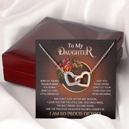 To My Daughter I Love You For The Little Girl You Once Were The Precious Daughter You Will Always Be Interlocking Hearts Necklace - Mallard Moon Gift Shop