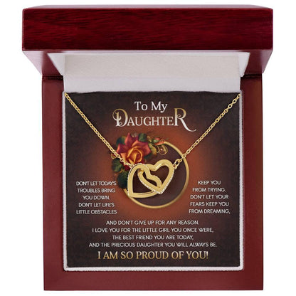 To My Daughter I Love You For The Little Girl You Once Were The Precious Daughter You Will Always Be Interlocking Hearts Necklace - Mallard Moon Gift Shop