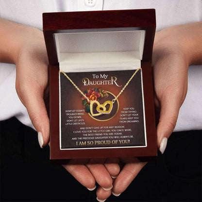 To My Daughter I Love You For The Little Girl You Once Were The Precious Daughter You Will Always Be Interlocking Hearts Necklace - Mallard Moon Gift Shop