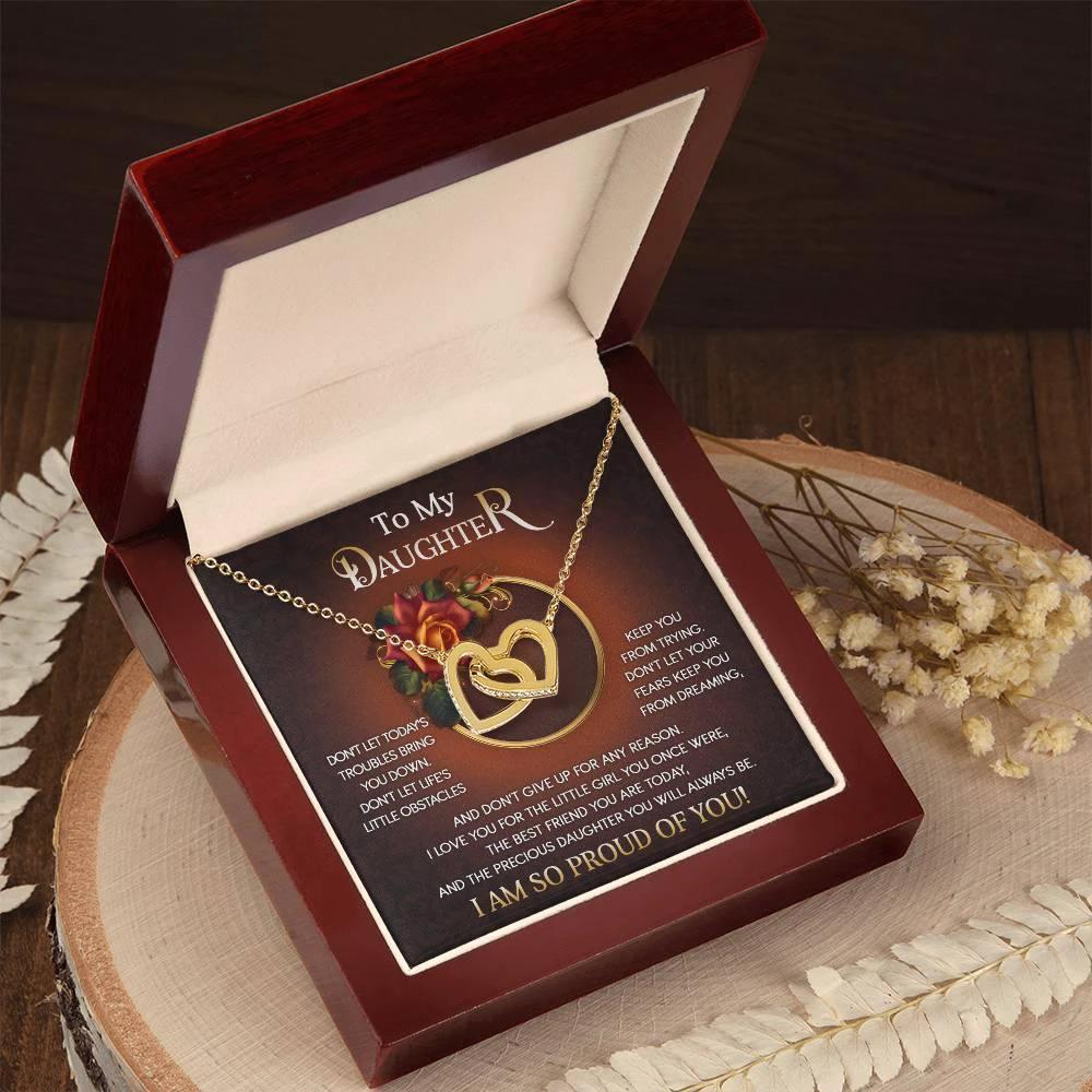 To My Daughter I Love You For The Little Girl You Once Were The Precious Daughter You Will Always Be Interlocking Hearts Necklace