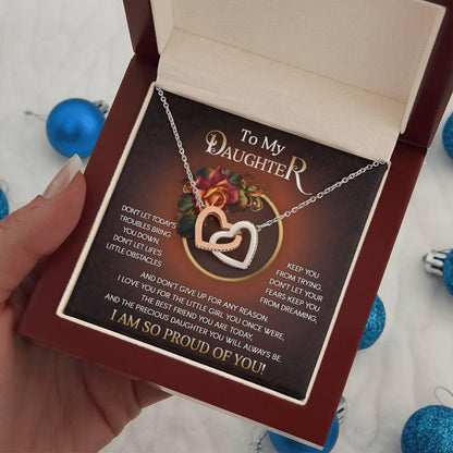 To My Daughter I Love You For The Little Girl You Once Were The Precious Daughter You Will Always Be Interlocking Hearts Necklace - Mallard Moon Gift Shop