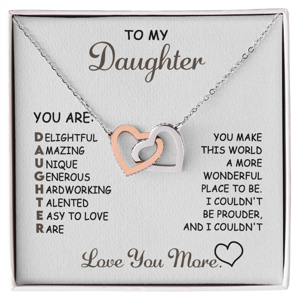 To My Daughter I Love You More Interlocking Hearts Necklace