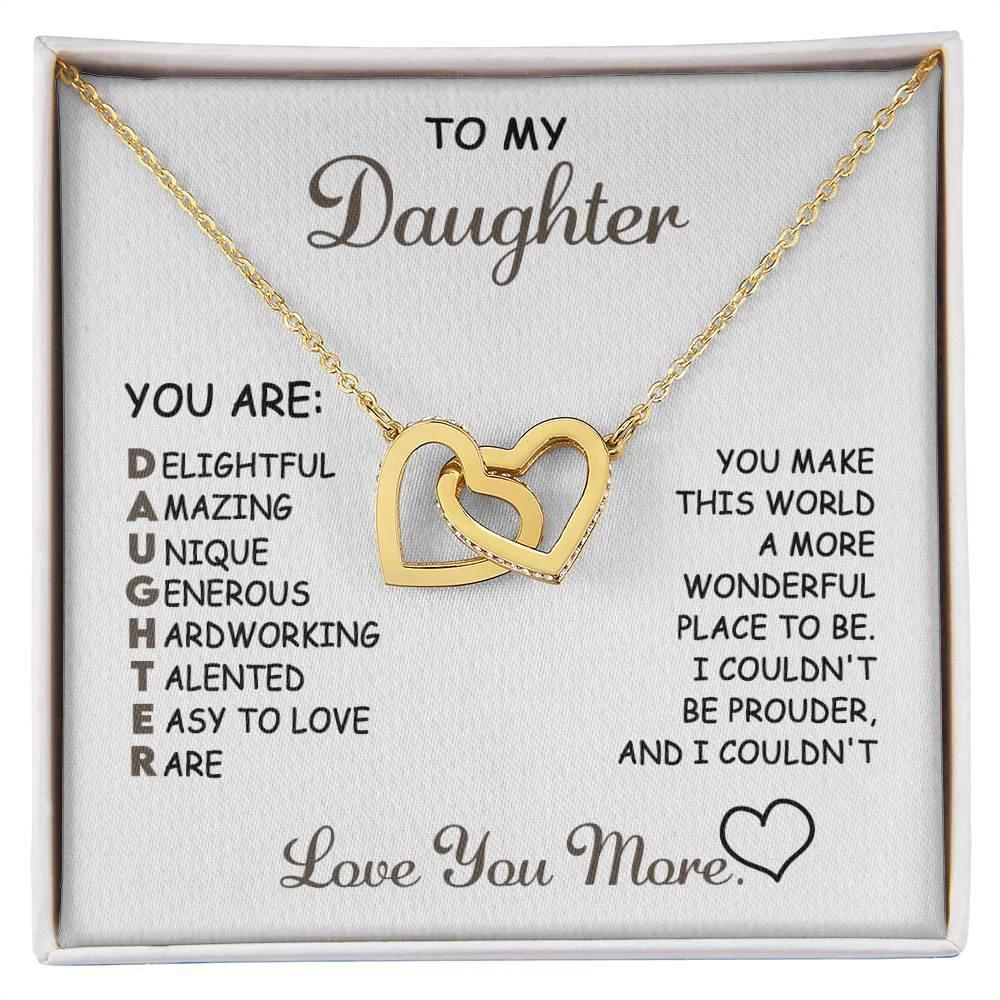 To My Daughter I Love You More Interlocking Hearts Necklace