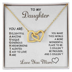To My Daughter I Love You More Interlocking Hearts Necklace