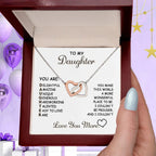 To My Daughter I Love You More Interlocking Hearts Necklace