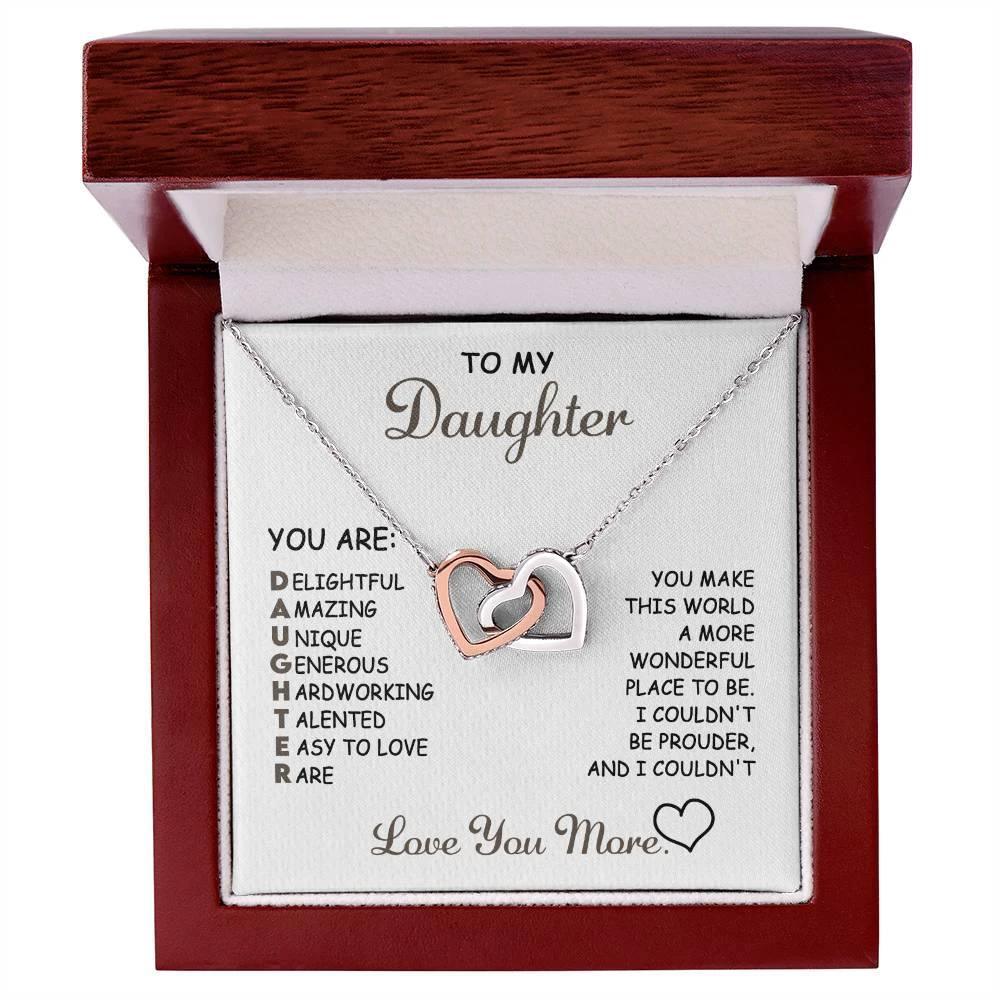 To My Daughter I Love You More Interlocking Hearts Necklace