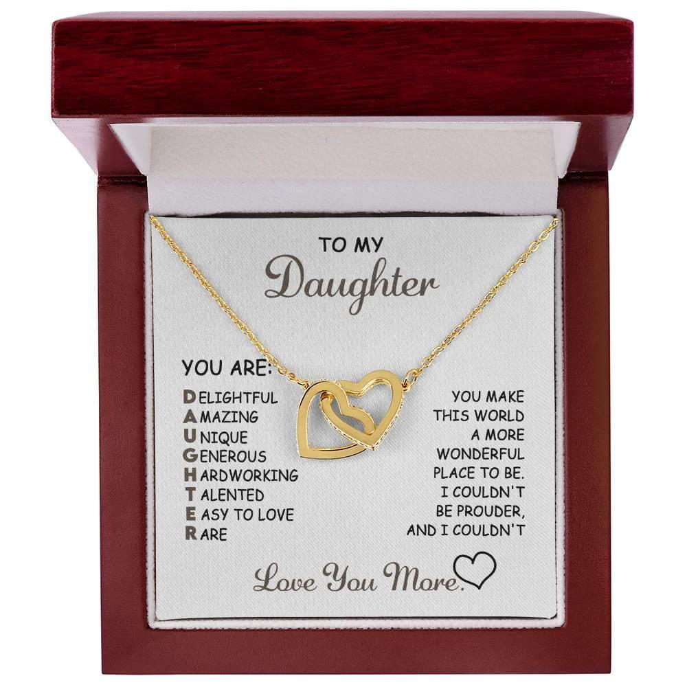 To My Daughter I Love You More Interlocking Hearts Necklace