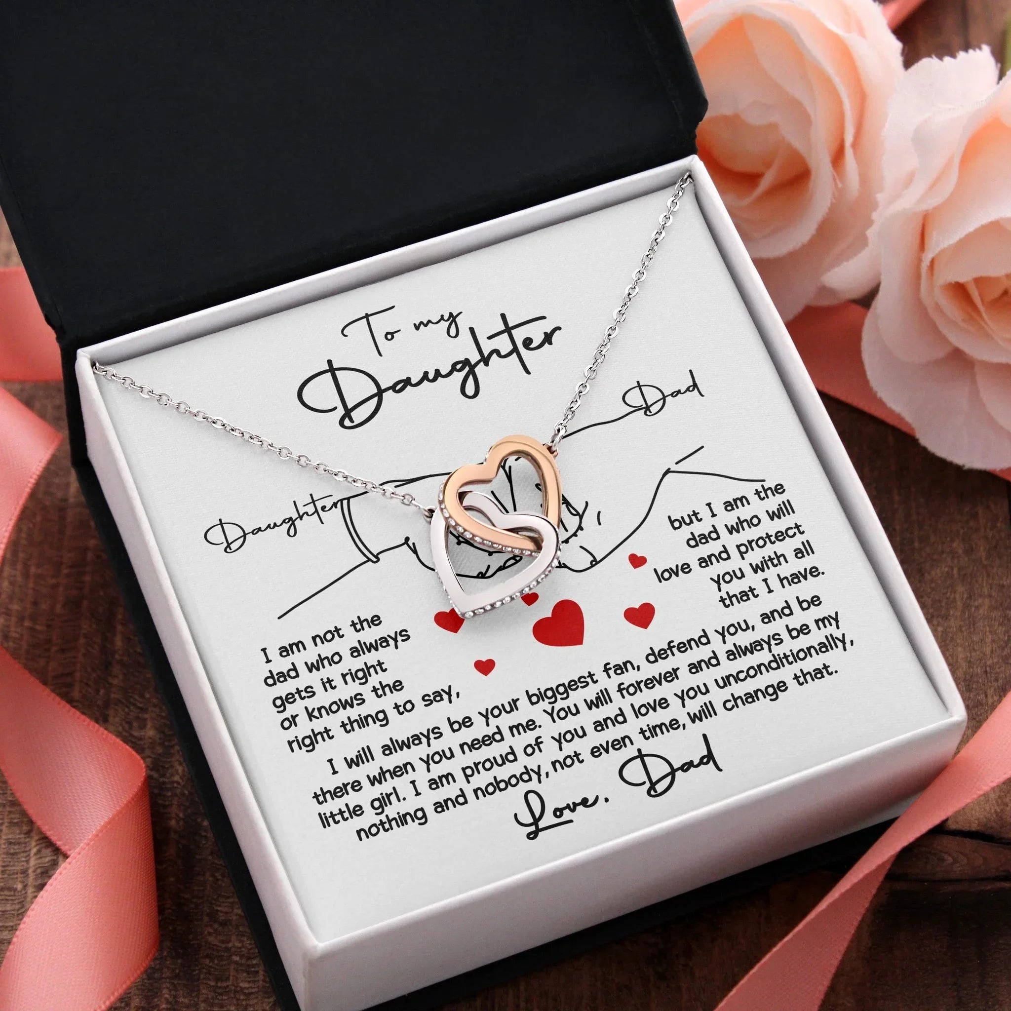 To My Daughter - I Will Always Be Your Biggest Fan - Interlocking Hearts Necklace