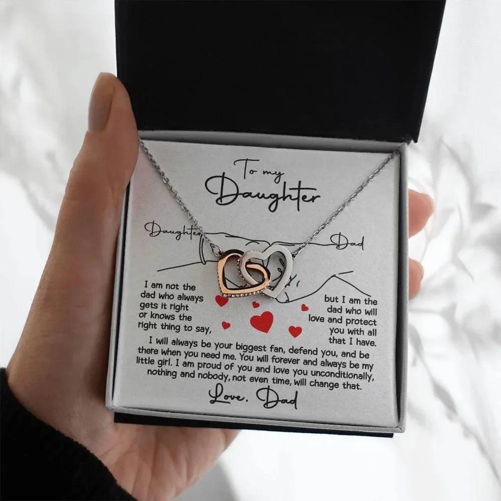 To My Daughter - I Will Always Be Your Biggest Fan - Interlocking Hearts Necklace