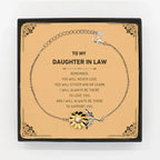 To My Daughter In Law Remember, you will never lose. You will either WIN or LEARN, Keepsake Sunflower Bracelet Birthday Christmas Graduation Gifts I