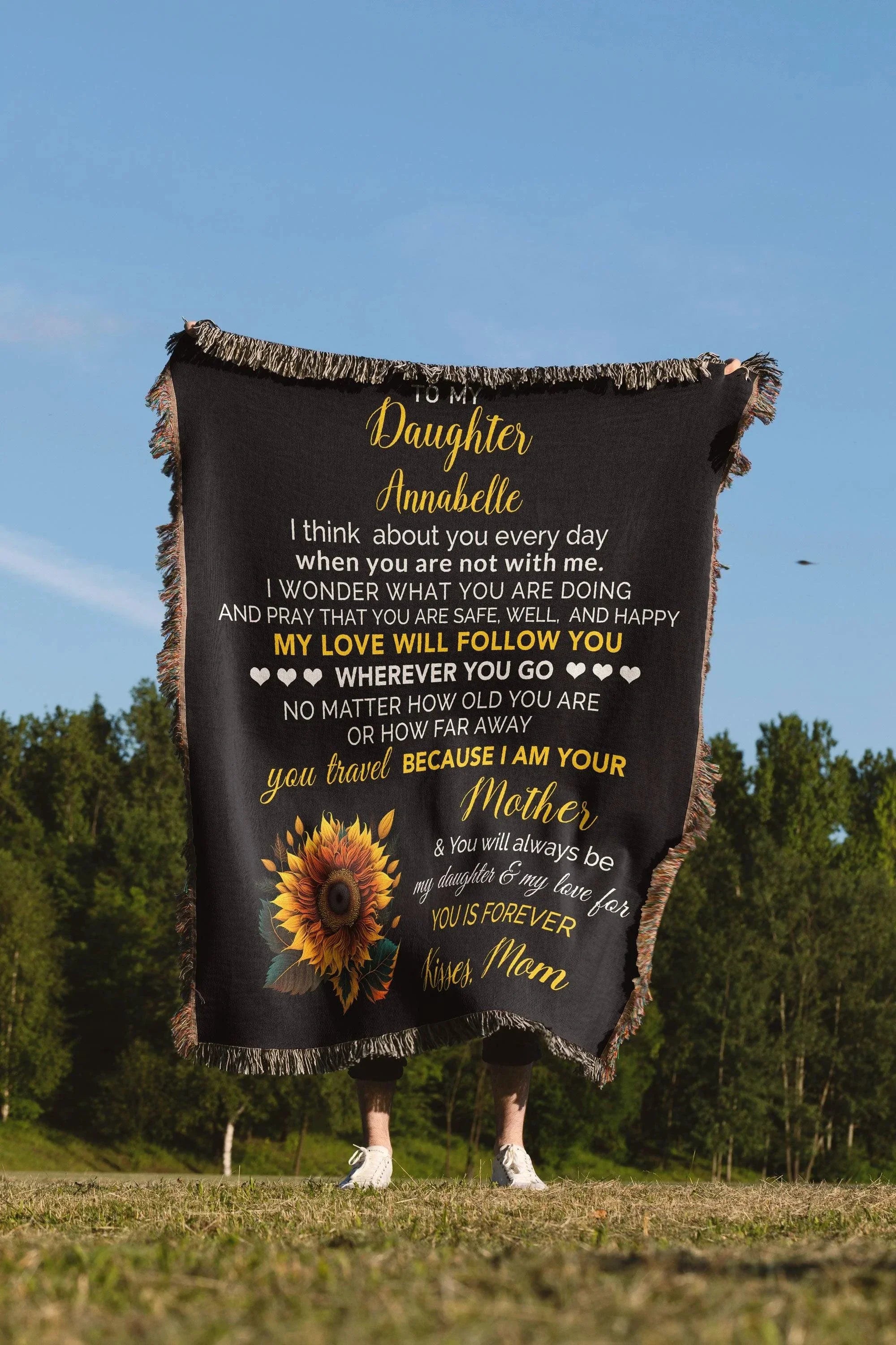 To My Daughter My Love Will Follow You Personalized Heirloom Woven Blanket