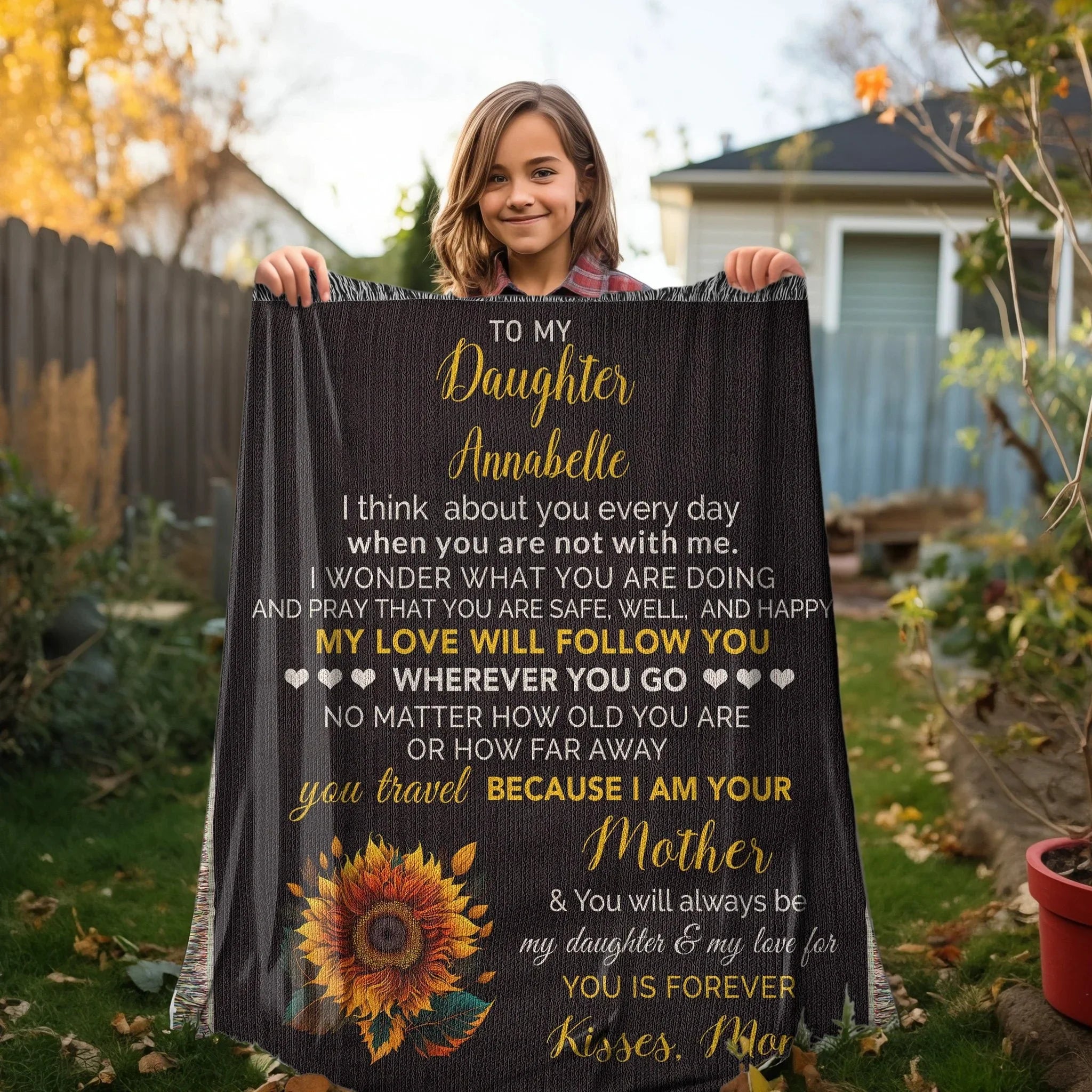 To My Daughter My Love Will Follow You Personalized Heirloom Woven Blanket