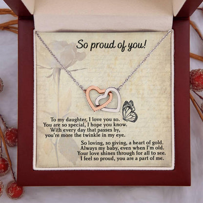 To My Daughter - Proud Of You - Interlocking Hearts Necklace - Mallard Moon Gift Shop