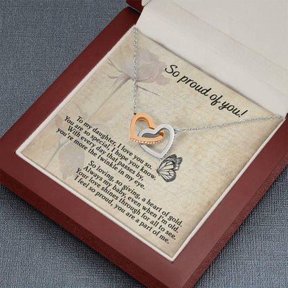 To My Daughter - Proud Of You - Interlocking Hearts Necklace - Mallard Moon Gift Shop