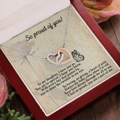 To My Daughter - Proud Of You - Interlocking Hearts Necklace - Mallard Moon Gift Shop