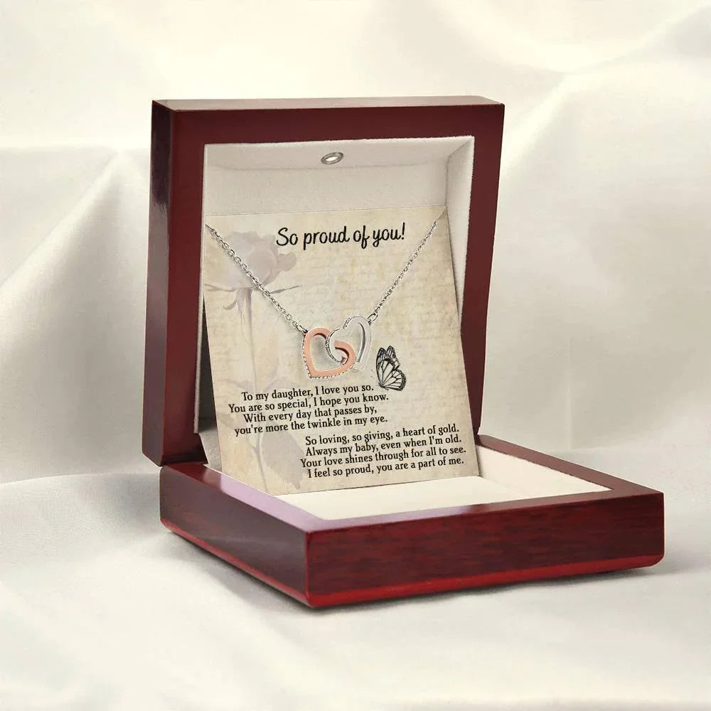 To My Daughter - Proud Of You - Interlocking Hearts Necklace