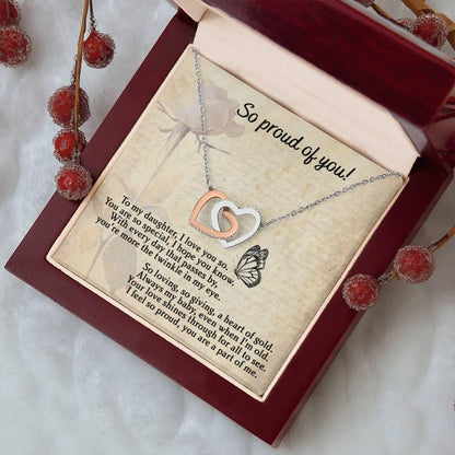 To My Daughter - Proud Of You - Interlocking Hearts Necklace - Mallard Moon Gift Shop