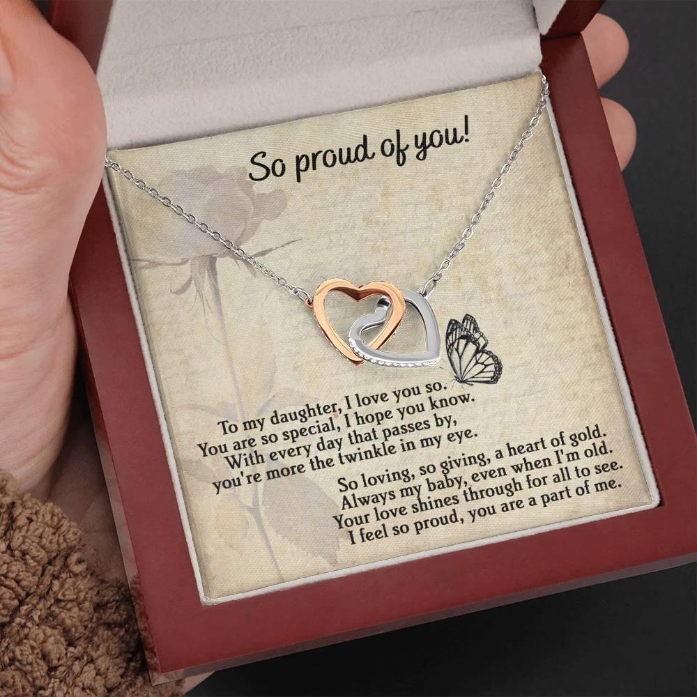 To My Daughter - Proud Of You - Interlocking Hearts Necklace
