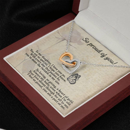 To My Daughter - Proud Of You - Interlocking Hearts Necklace - Mallard Moon Gift Shop