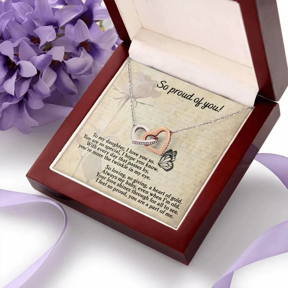 To My Daughter - Proud Of You - Interlocking Hearts Necklace