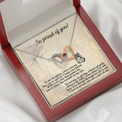 To My Daughter - Proud Of You - Interlocking Hearts Necklace - Mallard Moon Gift Shop