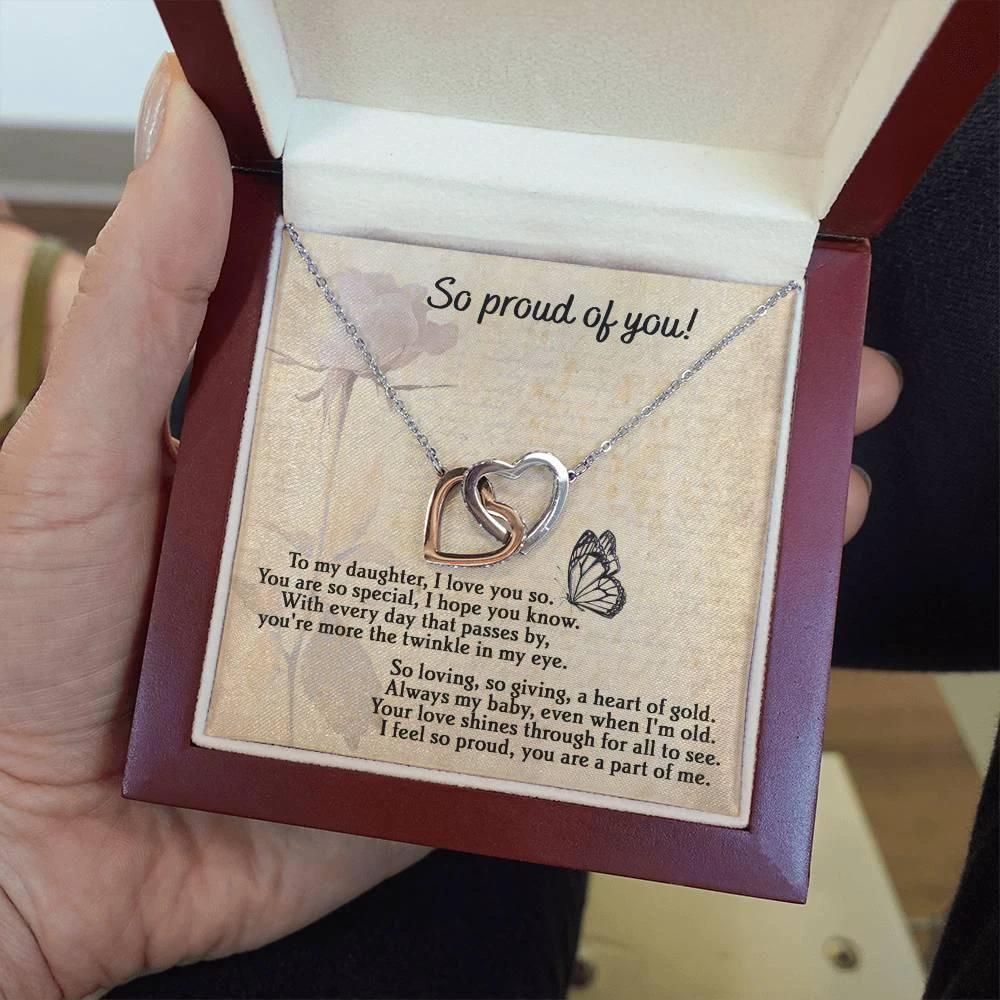 To My Daughter - Proud Of You - Interlocking Hearts Necklace