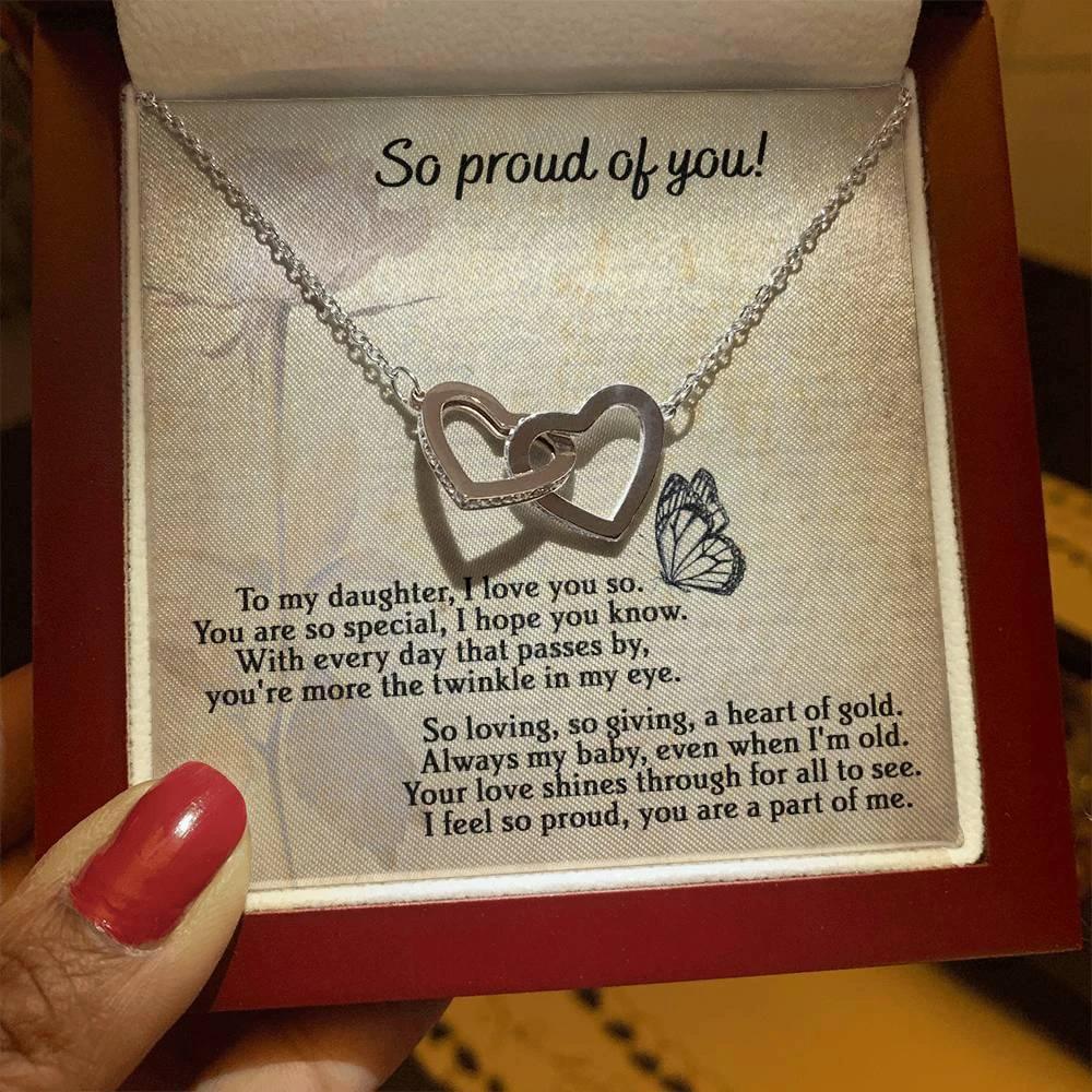 To My Daughter - Proud Of You - Interlocking Hearts Necklace