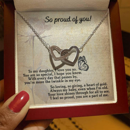 To My Daughter - Proud Of You - Interlocking Hearts Necklace - Mallard Moon Gift Shop