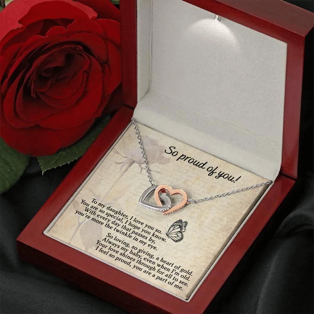 To My Daughter - Proud Of You - Interlocking Hearts Necklace