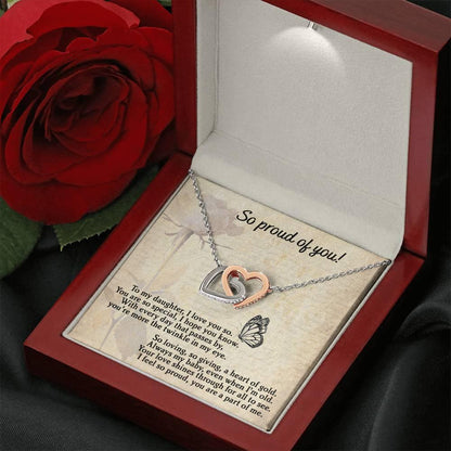 To My Daughter - Proud Of You - Interlocking Hearts Necklace - Mallard Moon Gift Shop