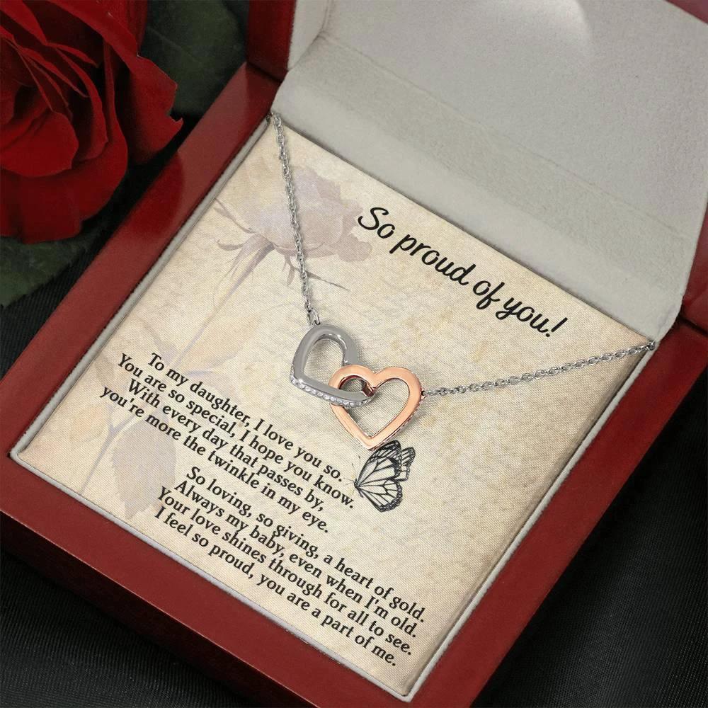 To My Daughter - Proud Of You - Interlocking Hearts Necklace