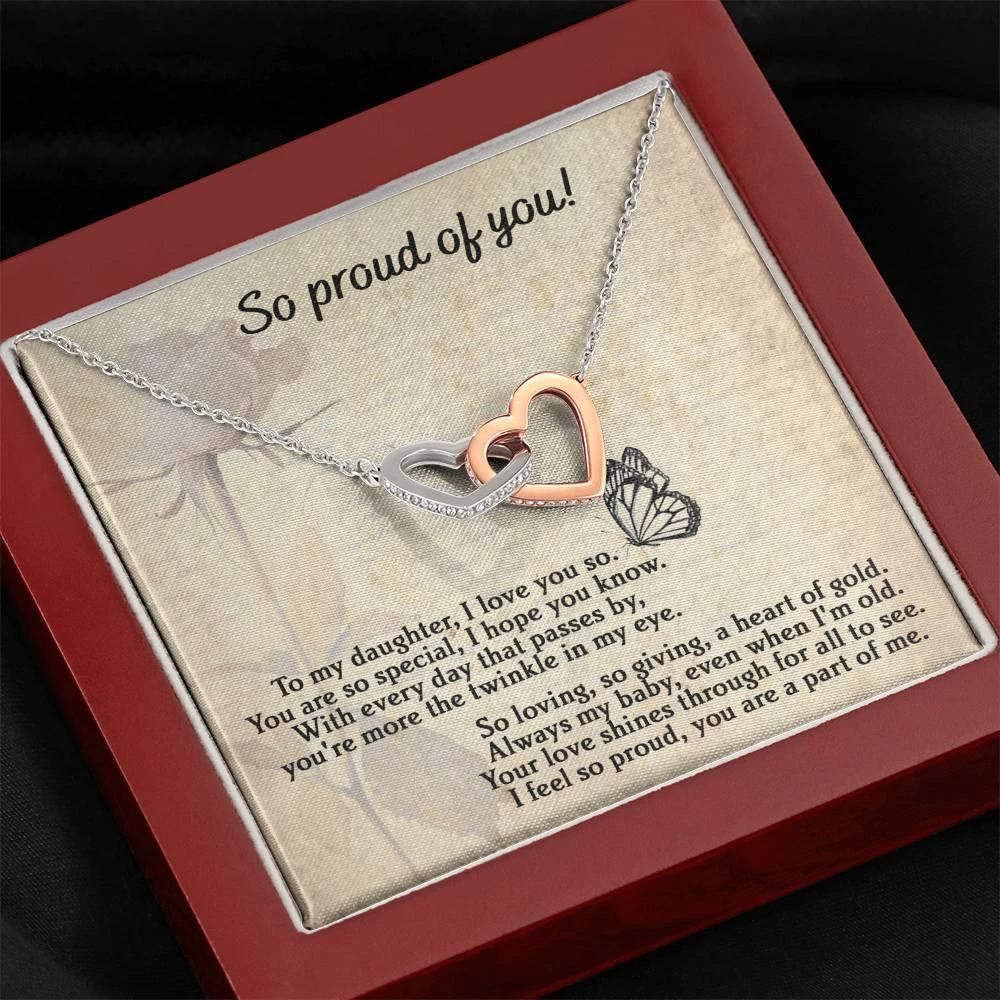 To My Daughter - Proud Of You - Interlocking Hearts Necklace
