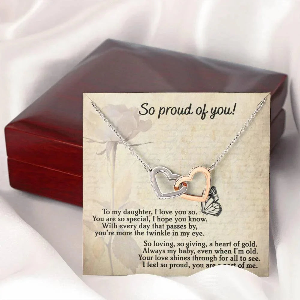 To My Daughter - Proud Of You - Interlocking Hearts Necklace
