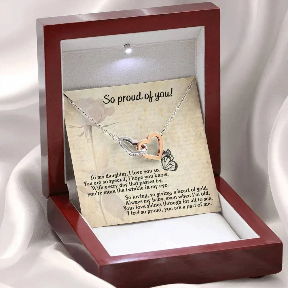 To My Daughter - Proud Of You - Interlocking Hearts Necklace