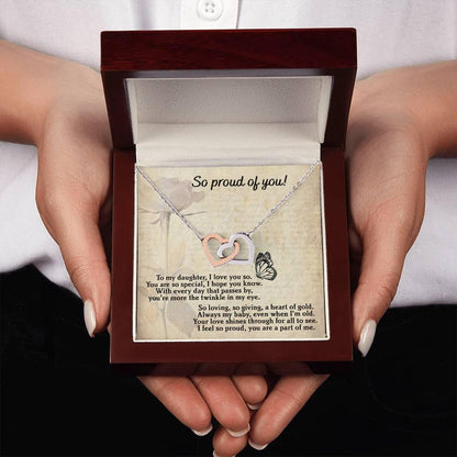 To My Daughter - Proud Of You - Interlocking Hearts Necklace - Mallard Moon Gift Shop