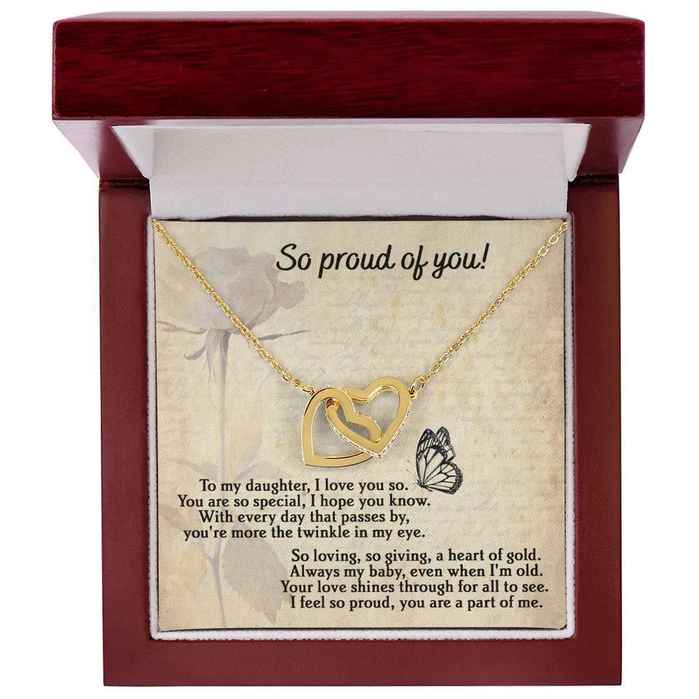 To My Daughter - Proud Of You - Interlocking Hearts Necklace