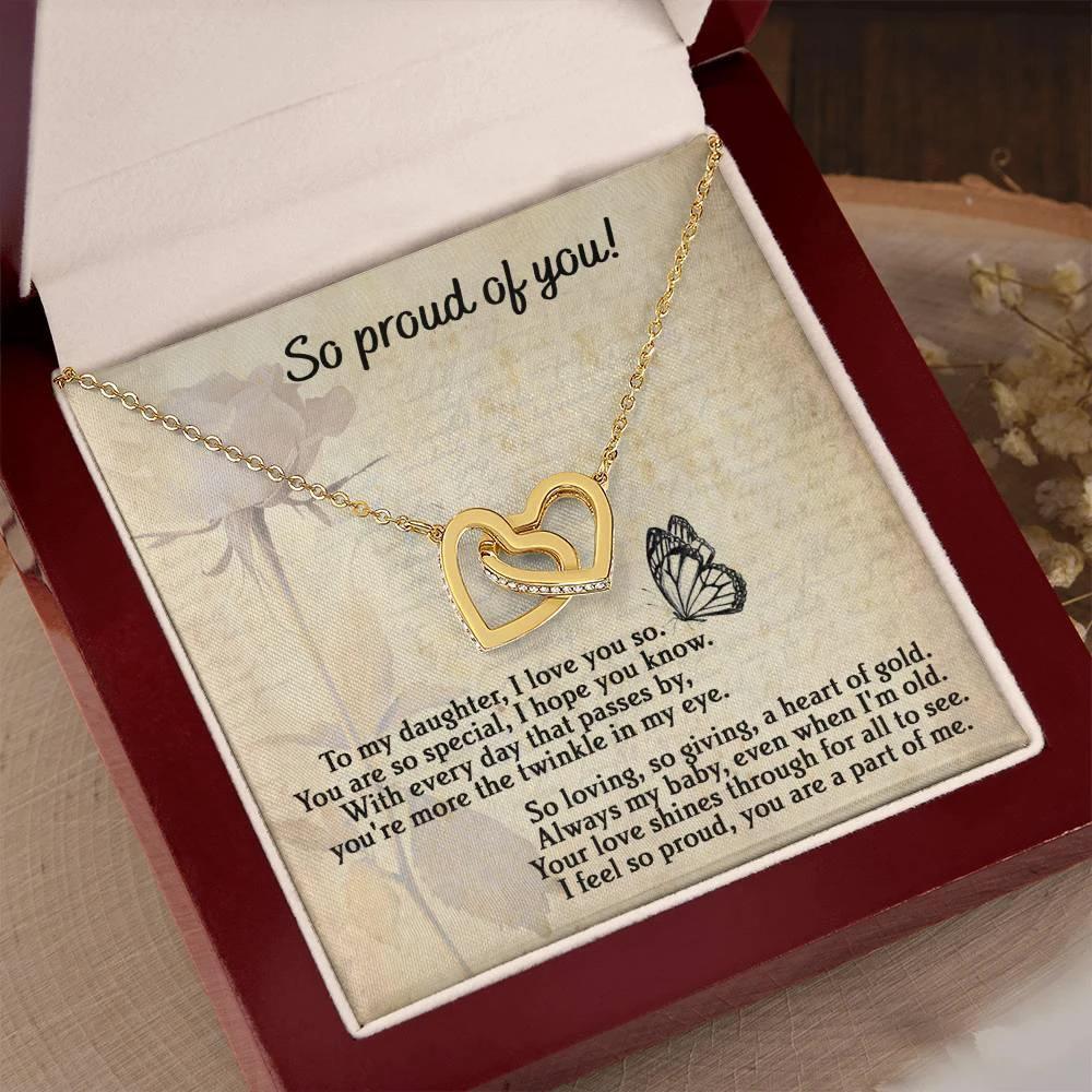 To My Daughter - Proud Of You - Interlocking Hearts Necklace