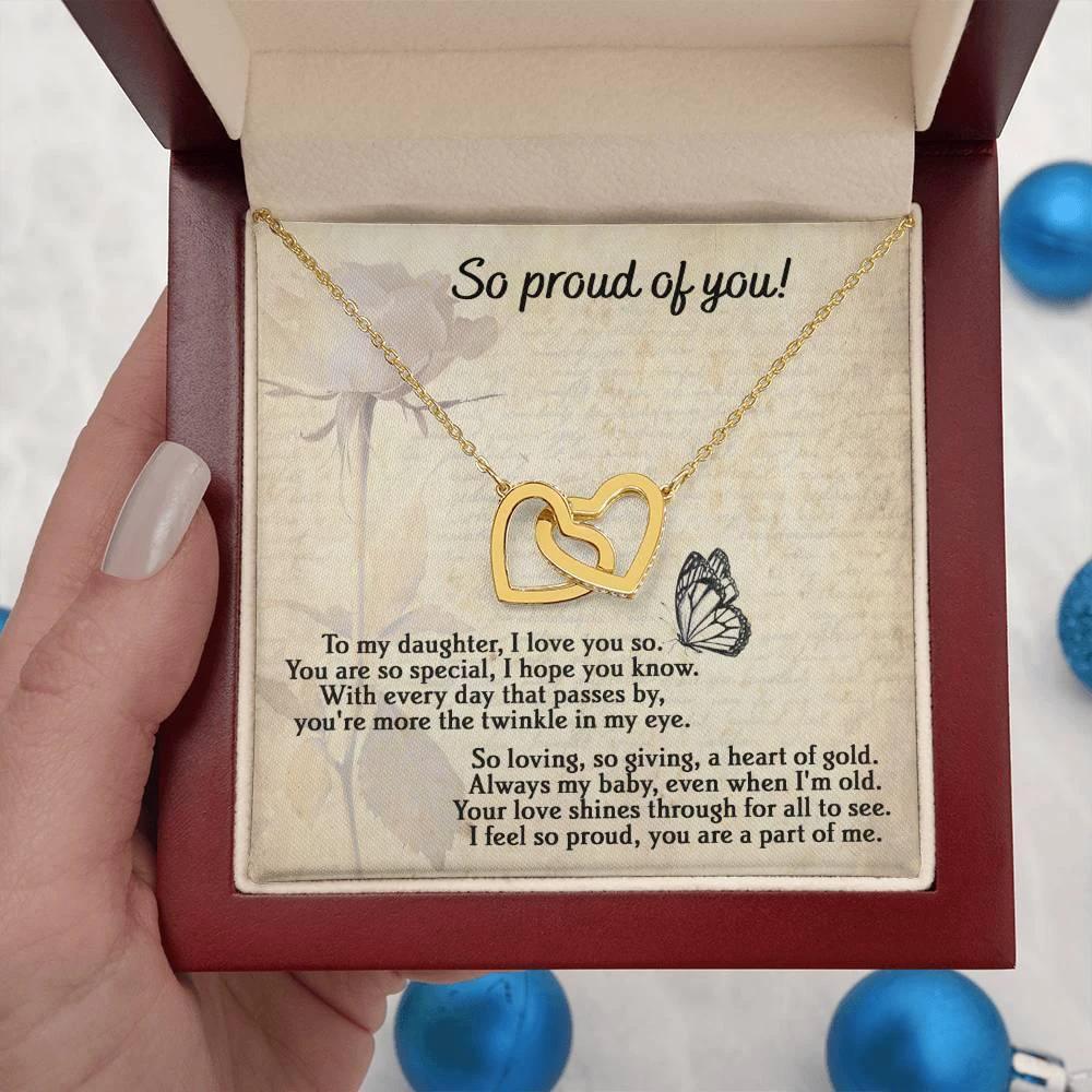To My Daughter - Proud Of You - Interlocking Hearts Necklace