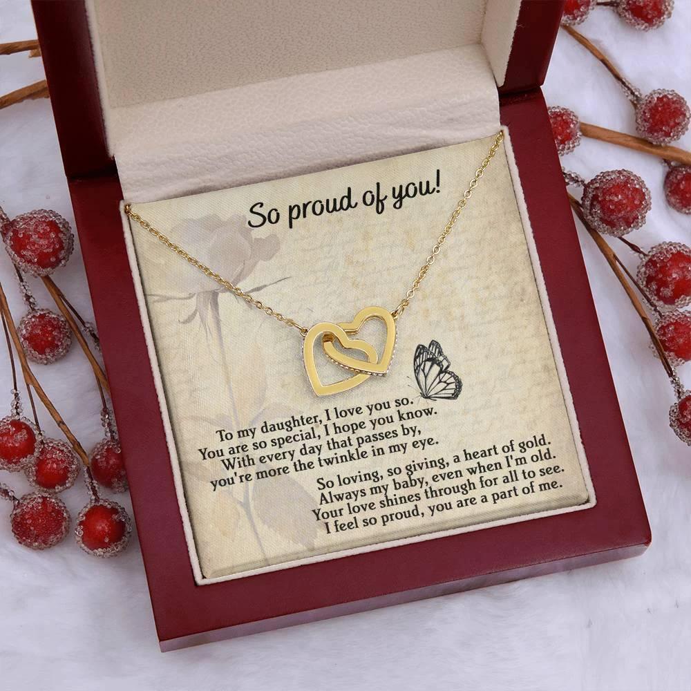 To My Daughter - Proud Of You - Interlocking Hearts Necklace