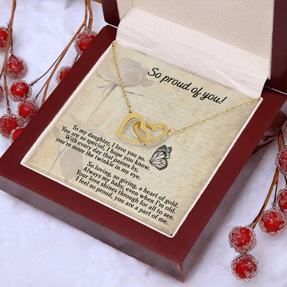 To My Daughter - Proud Of You - Interlocking Hearts Necklace - Mallard Moon Gift Shop