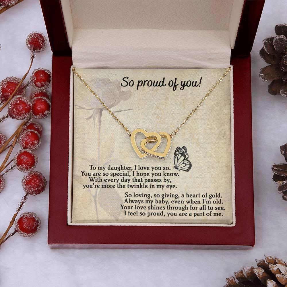To My Daughter - Proud Of You - Interlocking Hearts Necklace