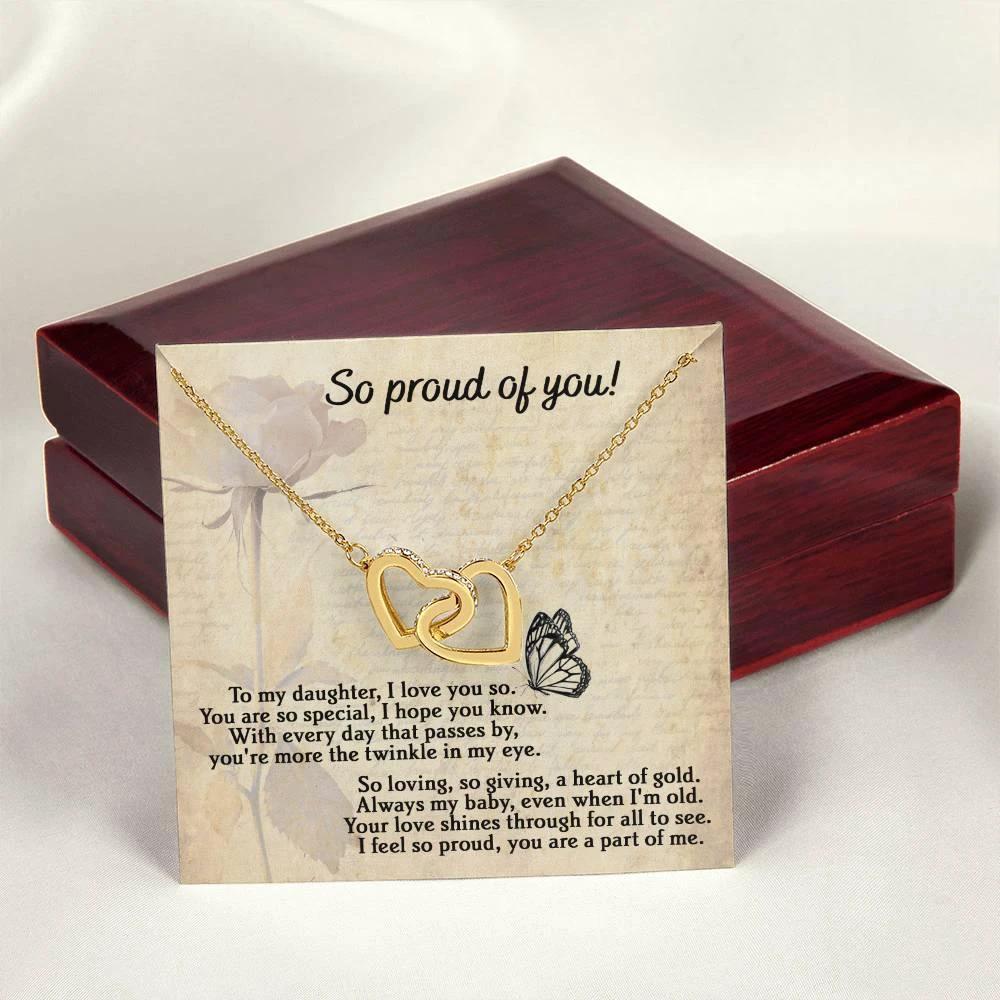 To My Daughter - Proud Of You - Interlocking Hearts Necklace