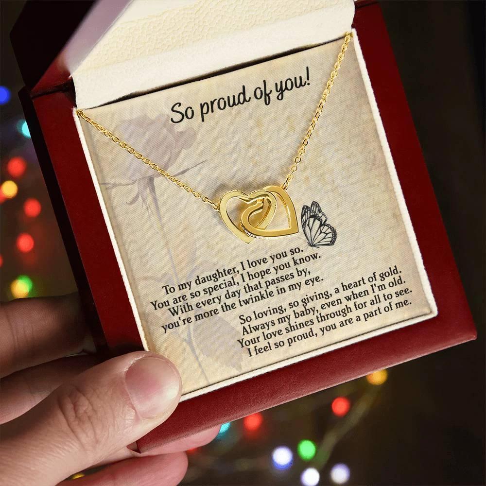 To My Daughter - Proud Of You - Interlocking Hearts Necklace