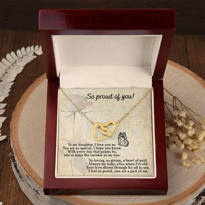 To My Daughter - Proud Of You - Interlocking Hearts Necklace - Mallard Moon Gift Shop
