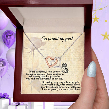 To My Daughter - Proud Of You - Interlocking Hearts Necklace - Mallard Moon Gift Shop
