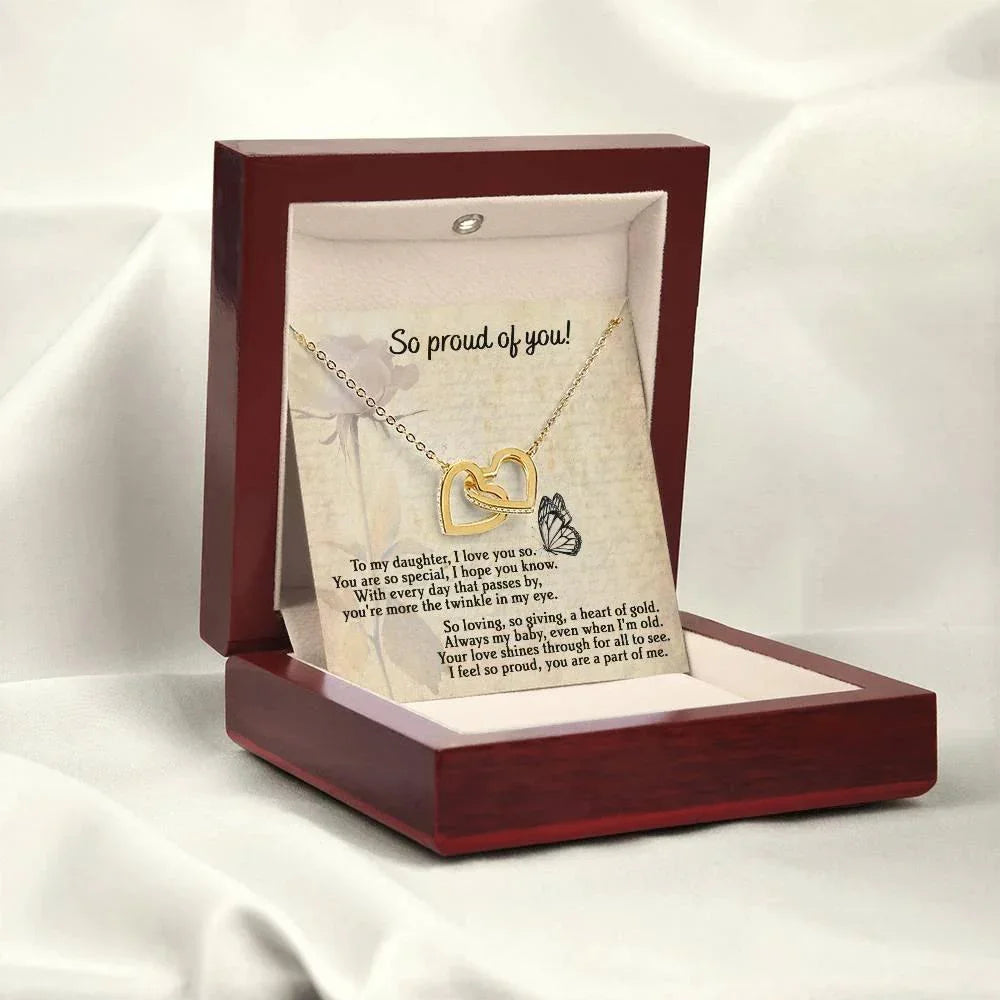 To My Daughter - Proud Of You - Interlocking Hearts Necklace