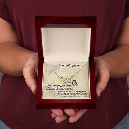 To My Daughter - Proud Of You - Interlocking Hearts Necklace - Mallard Moon Gift Shop
