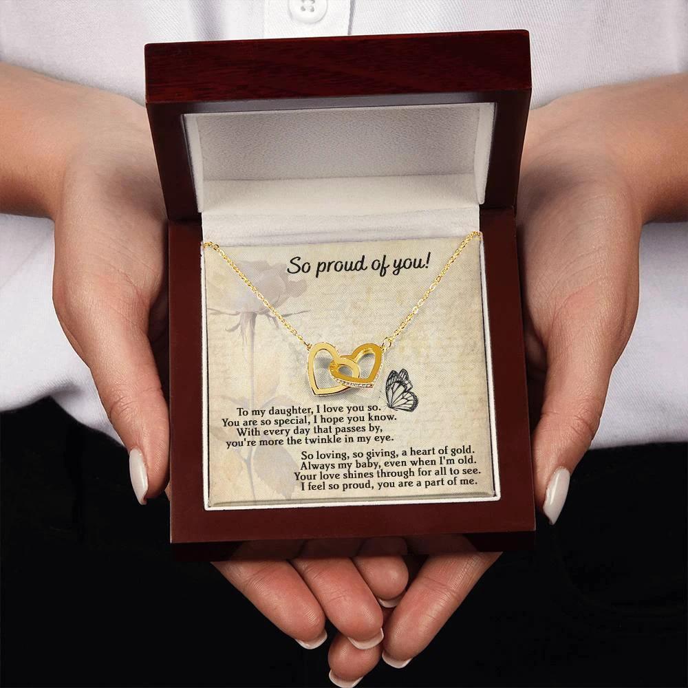 To My Daughter - Proud Of You - Interlocking Hearts Necklace