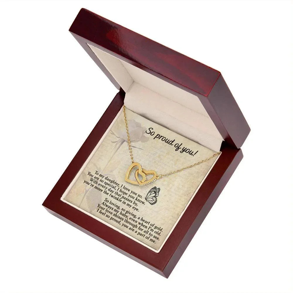 To My Daughter - Proud Of You - Interlocking Hearts Necklace